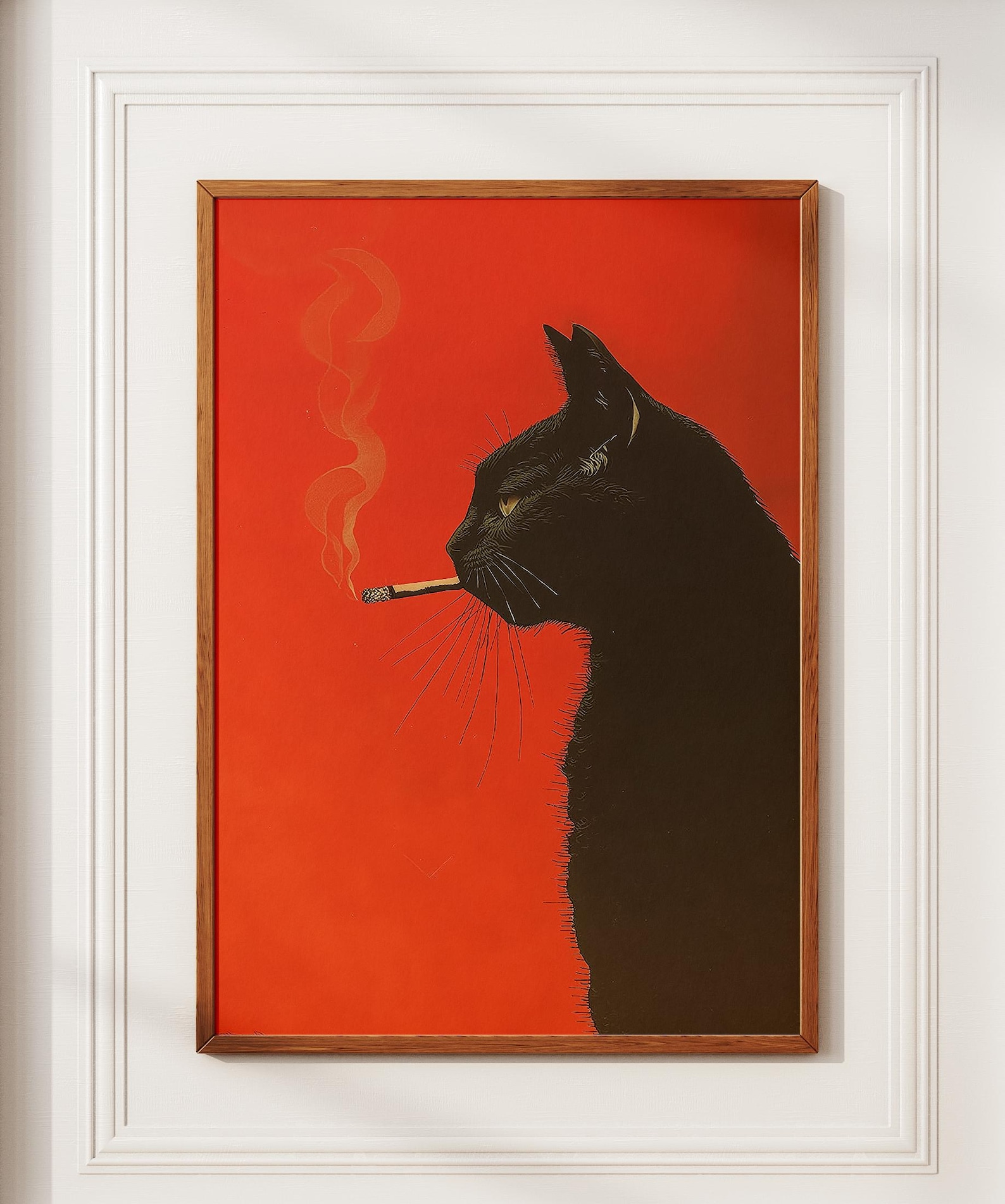 Office Furniture Design - Vintage Black Cat Smoking Canvas Print