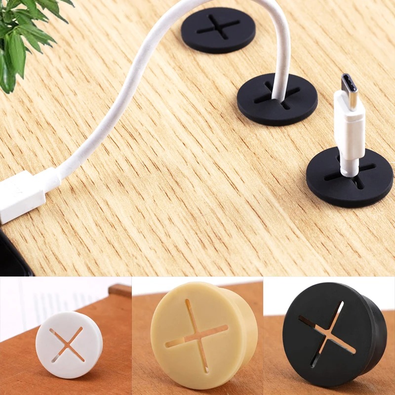 Office Furniture And Desks - 5PCS Flexible Rubber Round Cable Hole