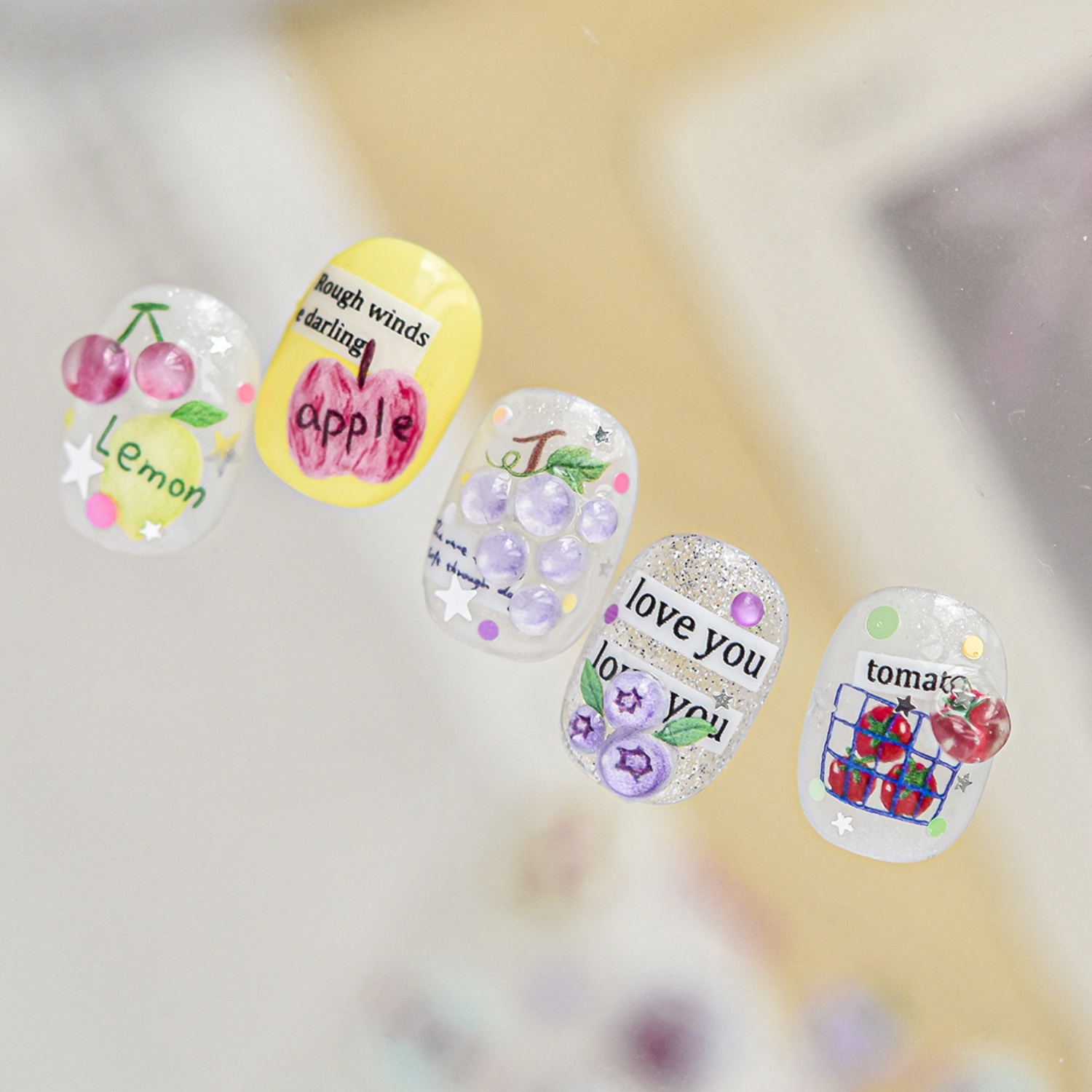 Fresh Fruit Nail Decals 5D Plu - Paper Basket Mesh review and price