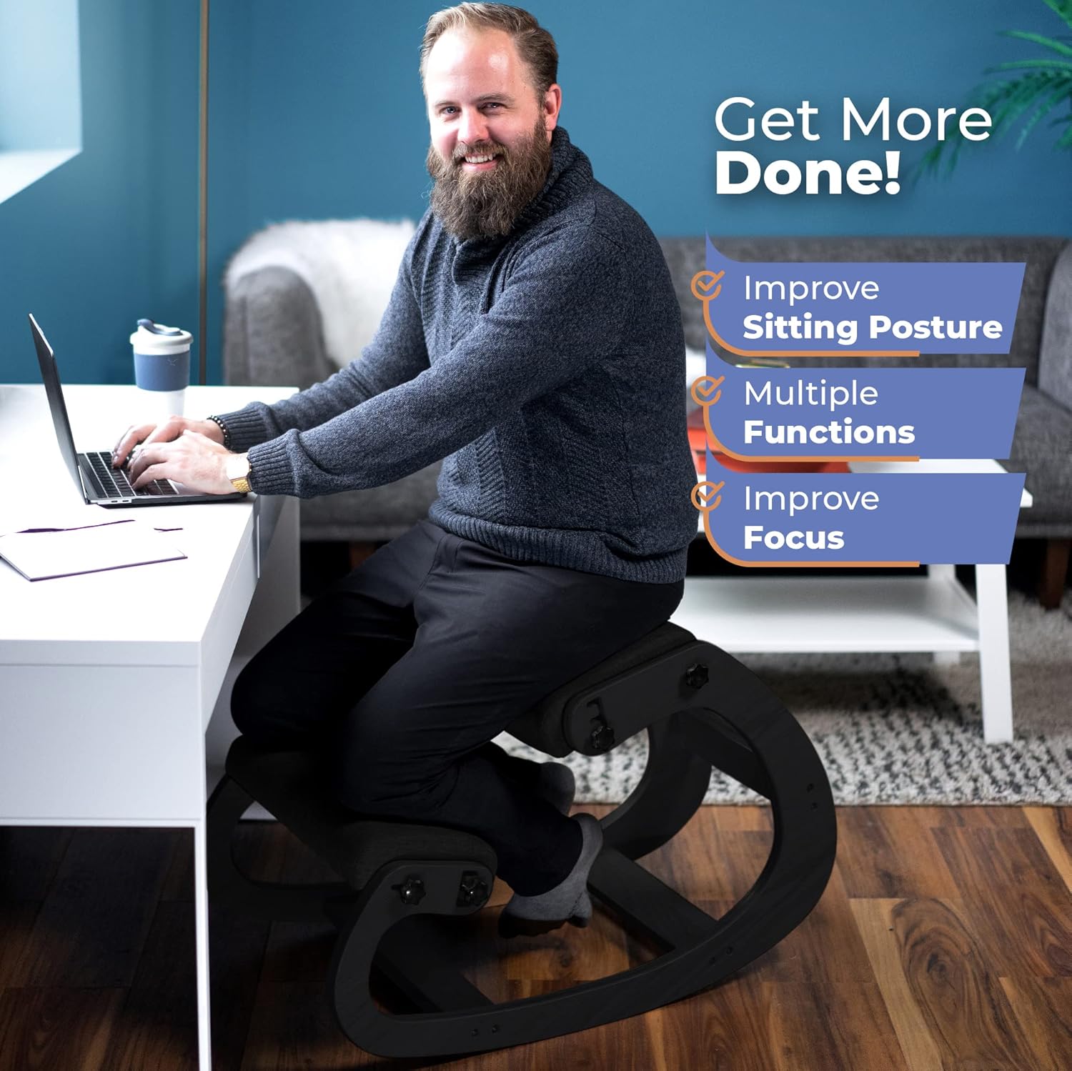 Ergonomic Wooden Kneeling Chai - Office Furniture And Desks review and price