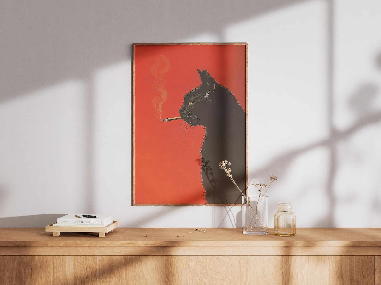 Vintage Black Cat Smoking Canv - Office Furniture Design review and price