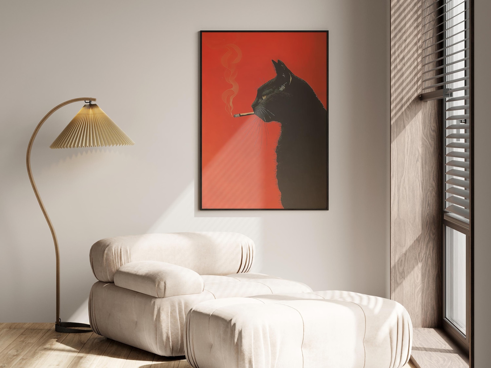 Vintage Black Cat Smoking Canv - Office Furniture Design review and price